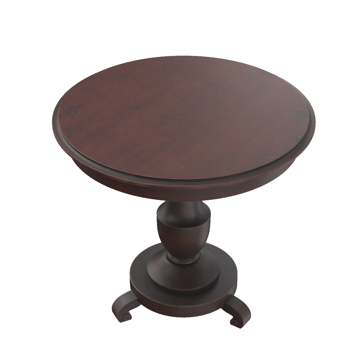 Antique Italian Walnut Wood Round Table 3D Model_06